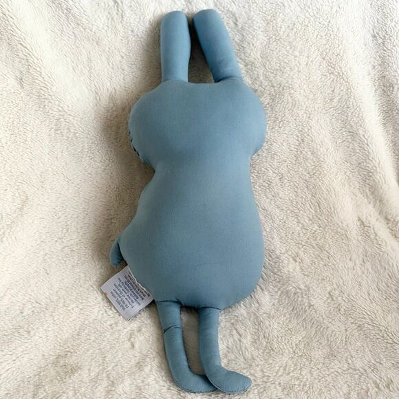 The Land of Nod Blue Bunny Bowtie Pillow 18” Easter Rabbit Plush Nursery Decor - Picture 4 of 5